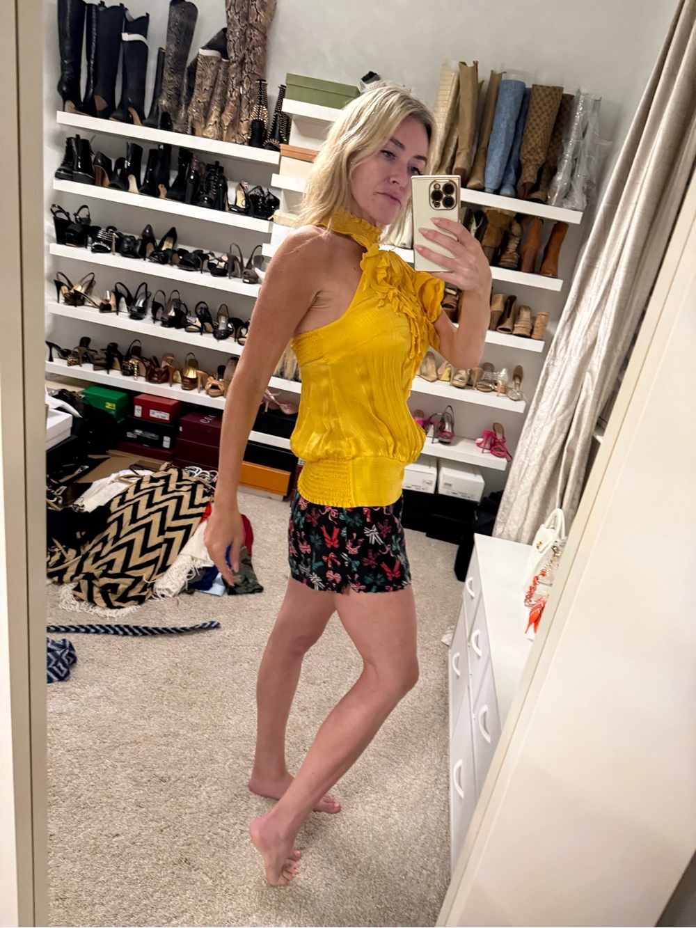 bebe Golden Yellow Ruffle Halter Top - Picture 7 of 8
